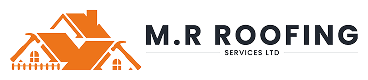 MR Roofing Solutions header logo, an orange logo with a deep grey text on a white background